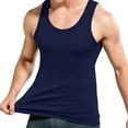 thumbnail image 4 of Minjewel Men Solid Color Casual Sleeveless Tank Top,Dark Blue XL, 4 of 6