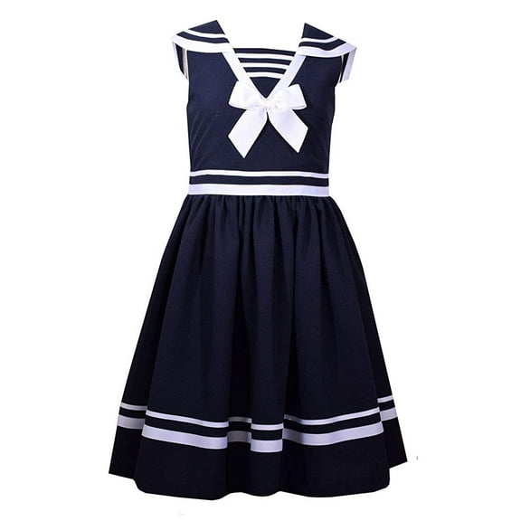 Bonnie Jean Girls A-Line Nautical Red Dot Dress, Red, 3T