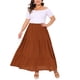 thumbnail image 4 of Falda Maxi A-Line Elástica de Cintura Alta para Mujeres de GRACE & GRANDEUR, Talla Grande, Flowy, Casual, Playa, 2X Caramelo, 4 of 7