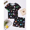 thumbnail image 4 of QEFJNO 3-12Y Kids Boys Pajamas Set 2 PCS Short Sleeve Top and Shorts Pants for Toddler Boys Planet Rocket Pjs Summer, 4 of 14