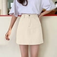 thumbnail image 2 of MIXUE Skirts For Women Summer Solid Color High Waist A Line Casual Midi Mini Skirt Holiday-Wear,Beige,L, 2 of 3