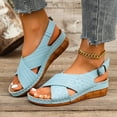 thumbnail image 6 of Hurxie Womens Wedge Sandals Comfortable: Buckle Ankle Strap Low Wedge Sandals Dressy Breathable Memory Foam Insole Casual Walking Summer Shoes Sky Blue 5.5, 6 of 8