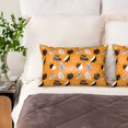 thumbnail image 2 of KLL Bold Black and White Leaves Orange Pattern Silk Pillowcase for Hair and Skin Standard Size 20"X 30" Soft Breathable Pillow Covers for Sleeping, 2 of 6