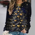 thumbnail image 2 of ClodeEU Women's Shining Christmas Tree Print Shirts,Casual Long Sleeve Round Neck Top,Loose Fit Trendy Clothes Multicolor 04,Womens Plus L, 2 of 6