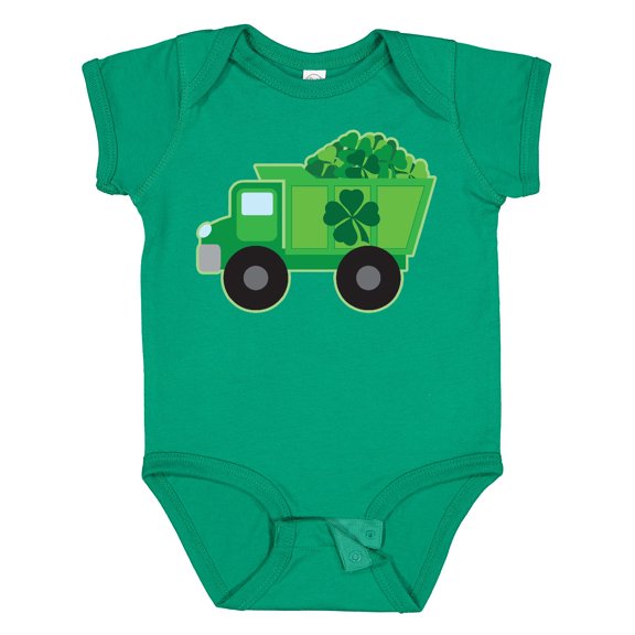 Inktastic St Patricks Day Irish Clover Dump Truck Childs Boys Baby Bodysuit