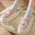 thumbnail image 3 of 1 Pair Women Winter Slippers Thick Plush Cartoon Rabbit Thick Flat Sole Anti skid Slip on Warm Cozy Dorm Slippers Pink M, 3 of 7
