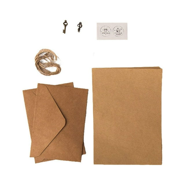 Seitruly Paquete de 12 sobres Kraft de superficie lisa, papel de carta exquisito, sobres hechos a mano, accesorios de estampado, suministros de papelería cartulina tipo 16