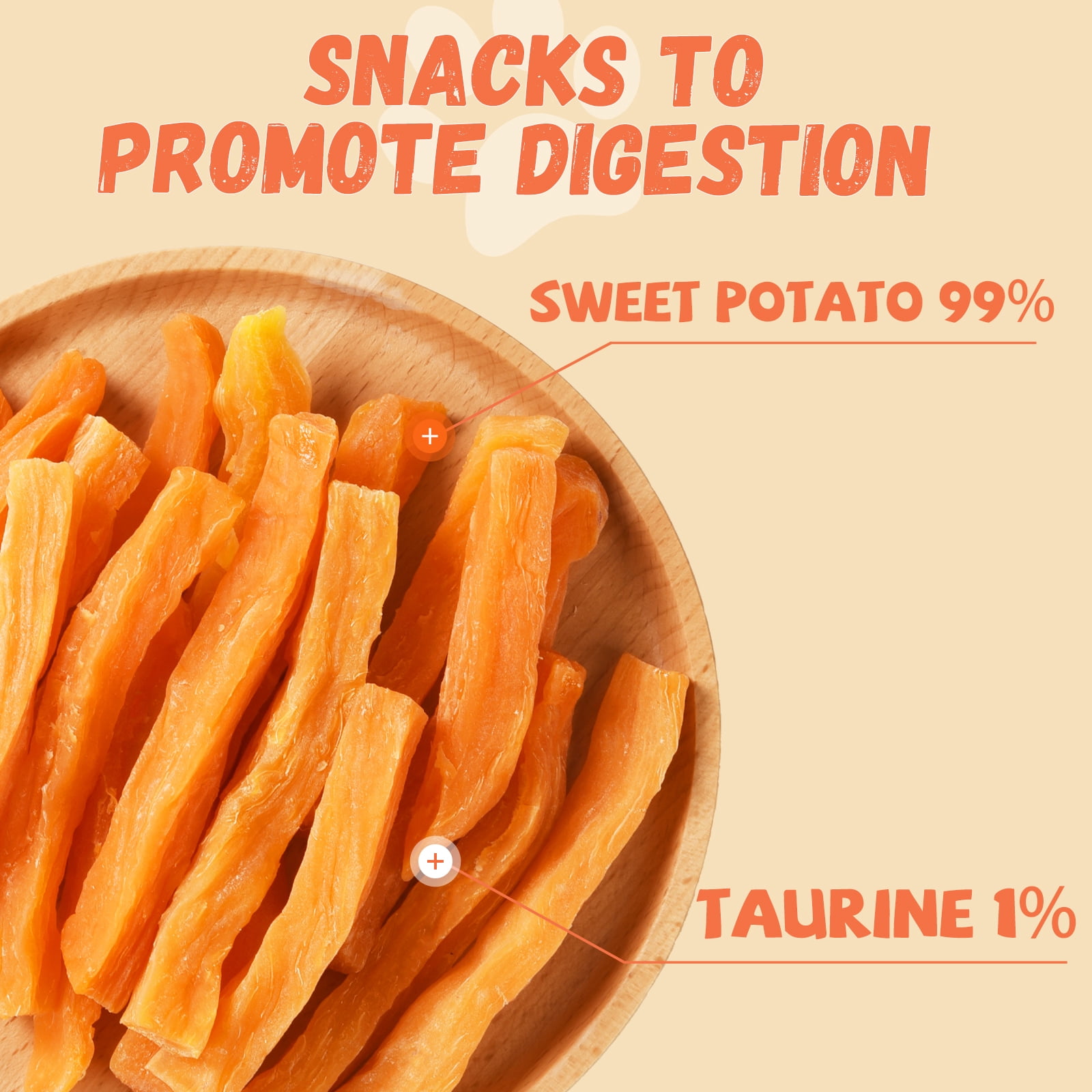 (2 pack) Pawmate Sweet Potato Dog Treats, Promote Digestion Soft Chews for All Dogs, 30 ct Packet