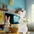 thumbnail image 6 of Twfbrm Easter Bunny Decorations, 13 Inch Flocked Standing Rabbit Figurines with Flower Bow tie, Small Decorative Rabbit Statues Faux Moss Animals Tabletop Ornaments Spring Decor for Home Office Shelf, 6 of 8