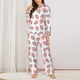thumbnail image 2 of Balery Strawberry Conjunto de Pijama con Estampado para Mujer, Conjunto de Dos Piezas con Manga Larga, Ropa de Dormir Suave con Bolsillos, Pijamas Cómodos-Large, 2 of 7