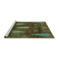 thumbnail image 2 of Ahgly Company Machine Washable Indoor Round Abstract Turquoise Blue Modern Area Rugs, 4' Round, 2 of 4