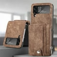 thumbnail image 2 of SaniMore for Samsung Galaxy Z Flip 4 6.7" 2022 Case, Detachable Zipper Wallet Card Slots Kickstand Wireless Charging Wear-resistant PU Leather Shockproof Folding Case for Galaxy Z Flip 4, Brown, 2 of 10