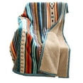 thumbnail image 1 of Quality Material and Design, Beautiful Unique Design with Top Colored Stripes and Back Plain Light Brown for Couch, Woolen Blanket, Reading Blanket, TV Blanket, 1 of 5