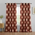 thumbnail image 2 of THD Lonny Ogee Ikatt Damask Patterned Window Grommet Curtains Bedroom - Light Blocking Darkening Window Panels, Set of 2 (Spice Red, 52 W x 84 L), 2 of 8