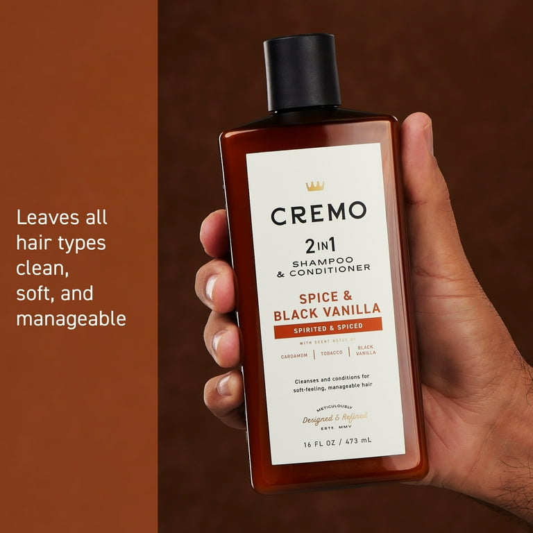 Cremo 2-in-1 Men's Shampoo & Conditioner, Spice & Black Vanilla