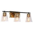thumbnail image 2 of LNC 3-Light Bathroom Vanity Light with Seeded Glass Shades,Modern Black and Gold Finishes, 2 of 12