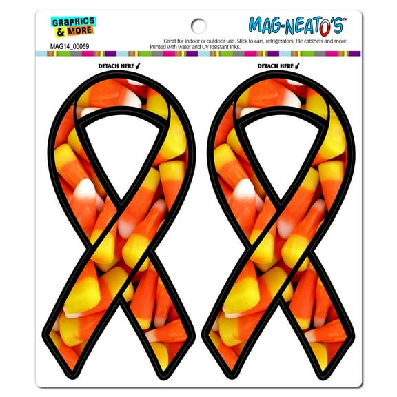 Candy Corn Sweets Awareness Ribbon - Halloween MAG-NEATO'S(TM) Car/Refrigerator Magnet Set