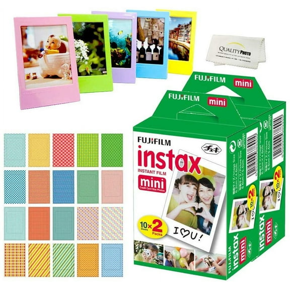 Fujifilm Instax Mini Instant Film, 2 Twin Packs (40 Sheets)  Frames & Stickers