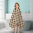 thumbnail image 6 of Brown and White Checkerboard Pattern Hooded Bath Towel，50"x30" for Ages 3 To 12 Kids, Quick Dry Lightweight Soft Microfiber Hood Beach Towel Cover Up for Kids, 6 of 7