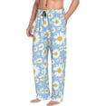 thumbnail image 2 of Uemuo Daisies Flowers Pattern Men's Wide Leg Palazzo Lounge Pants with Pockets Light Weight Loose Comfy Casual Pajama Pants-Medium, 2 of 9