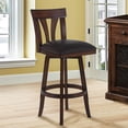 thumbnail image 3 of Armen Living Salem 30" Bar Height Swivel Wood Barstool in Pecan Finish and Brown Pu -, 3 of 5