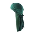 thumbnail image 1 of Velour Headwraps Assorted Colors Long Tail Pirate Hat Breathable Hairs Windproof Single Layer Attractive Elasticity Comfortable Hair Bonnet Green, 1 of 4