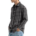 thumbnail image 5 of Mens Long Sleeve Plaid Shirt Button Down Casual Flannel Checkered Top for Work Out Fall Winter Fashion Comfortable Fit Black 2XL, 5 of 7