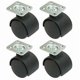 thumbnail image 1 of 4pcs 50mm Twin Wheel Swivel Furniture Castors Casters with Fixing Plate (Black), 1 of 2