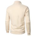 thumbnail image 4 of Fashion Mens Sweatshirts Hoodies Quarter Zip Pullover Outdoor Half Zip Long Sleeve Casual Polo Sweaters Beige 2XL, 4 of 4