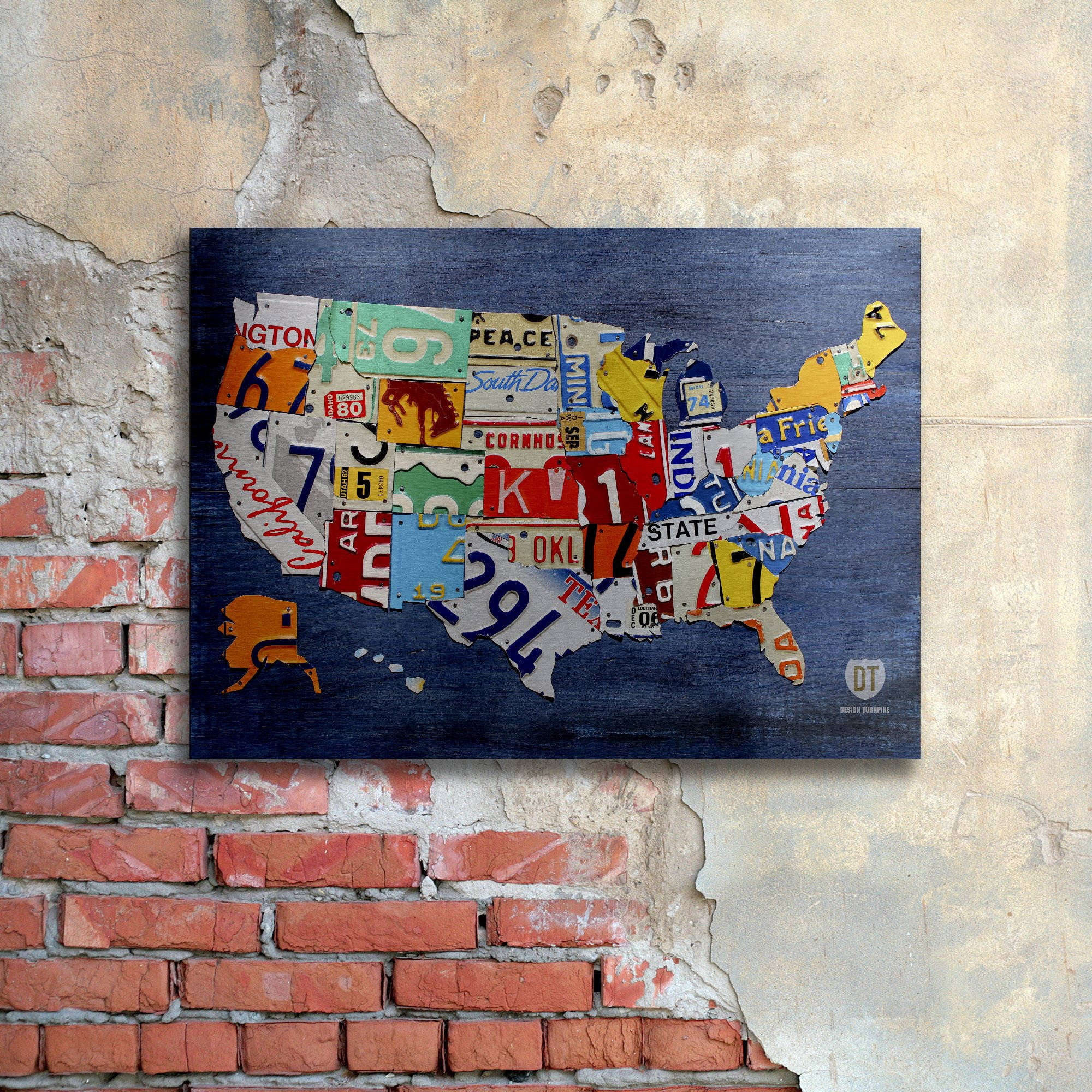 Trademark Fine Art "USA Map" Brushed Aluminum Wall Art Art by Design Turnpike 16" x 22"