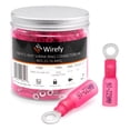 thumbnail image 1 of Wirefy 150 terminales de anillo termorretráctiles #6 - Conectores de anillo resistentes - Conectores de cable con ojales - Rojo 22-16 AWG, 1 of 5