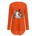 thumbnail image 4 of Womens Fall Halloween Shirt Women's Halloween Graphic Print Long Sleeve Top for Everyday Casual Round Neck Comfortably Soft Women’s T Shirt Orange 3XL, 4 of 4