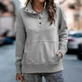 thumbnail image 6 of Fall Spring Women Sweatshirt Half-open Stand Collar Solid Color Loose Pullover with Big Pocket Elastic Cuffs OL Commuting Daily Top, 6 of 8