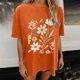 thumbnail image 5 of Faldas Cortas para Mujeres, Impresión de Flores Casual Oversized Camiseta de Manga Corta Top Hecho de 95% Poliéster 5% Spandex para Primavera Verano, Falda Corta de Verano, 5 of 7