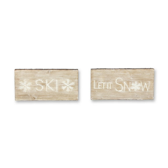 Let It Snow and Ski Plaque (Set of 2)