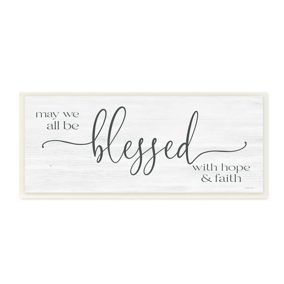 Stupell Industries Hope & Faith Blessed Calligraphy Birch Pattern Phrase Graphic Art Unframed Art Print Wall Art, Design by Susie Boyer