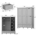 63"W Wooden Family Wardrobe Armoire Closet Stroage Lacquer
