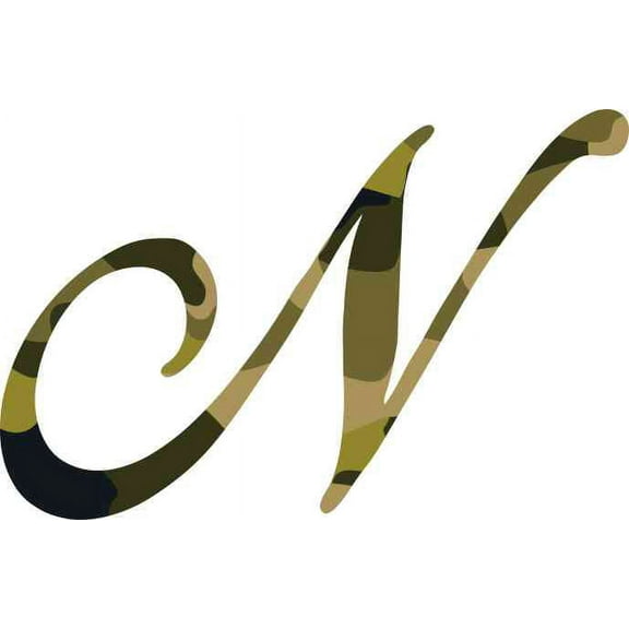 4.5in x 3in Camo Cursive N Monogram Sticker Fancy Vinyl Vehicle Stickers