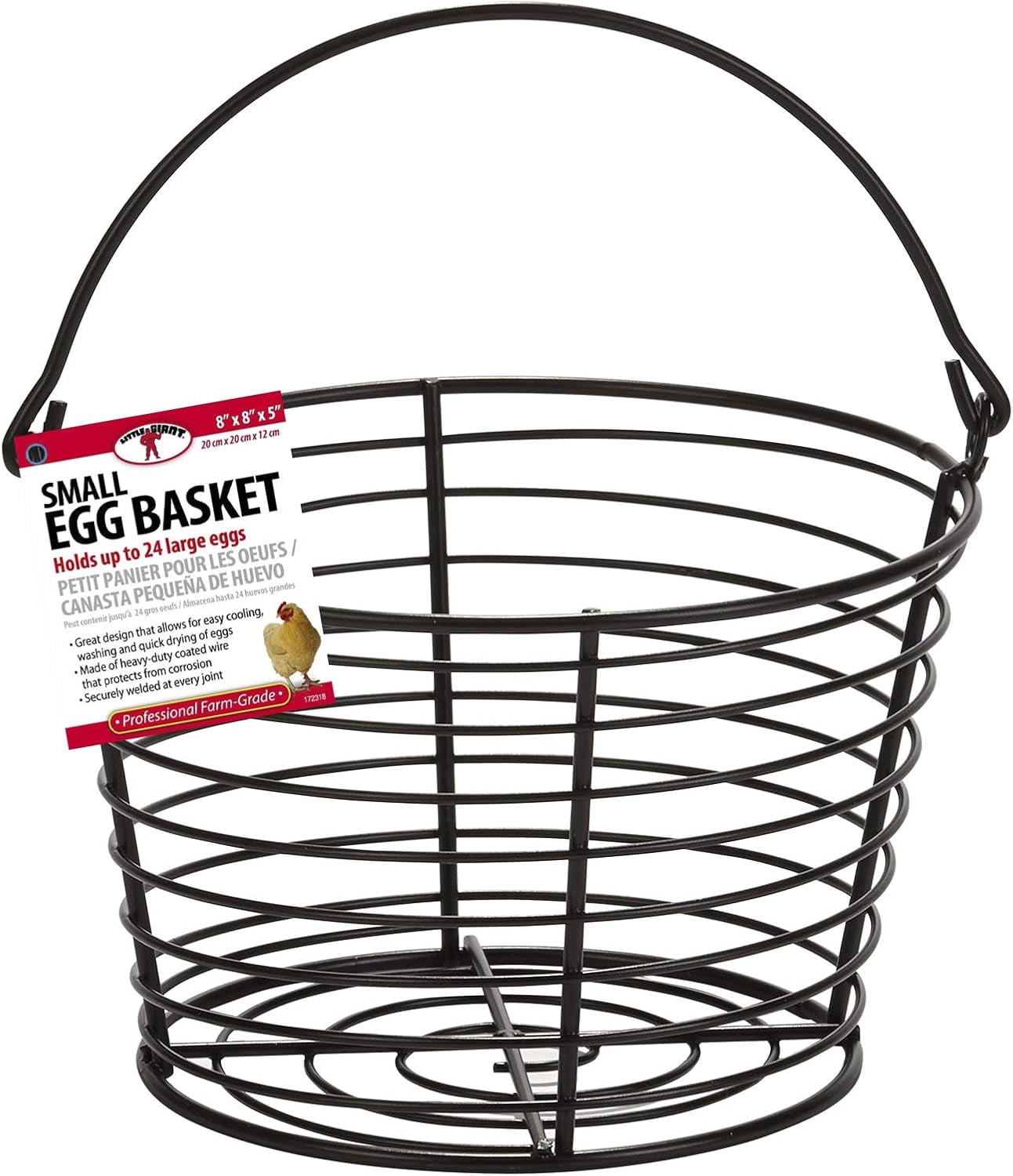 Little Giant Small Egg Basket Holds 3 Dozen Eggs Wire Coated Steel Basket