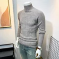 thumbnail image 2 of Suéteres de punto para hombre, jersey de cuello alto, jersey de cuello alto de color liso, jersey de otoño e invierno informal, holgado, de diseñador, 2 of 5