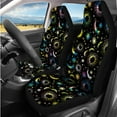thumbnail image 2 of Yuyamidu Colorful Sun and Moon Car Seat Cover Full Set Fashion Steering Wheel Cover Seatbelt Pads Cup Coaster Car Armrest Cover Headrest Covers Key Ring, Set of 14, 2 of 7