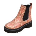thumbnail image 3 of YOUYEDIAN Leather Boots for Women Fall Winter Round Toe Color Block Short Booties, 3 of 5