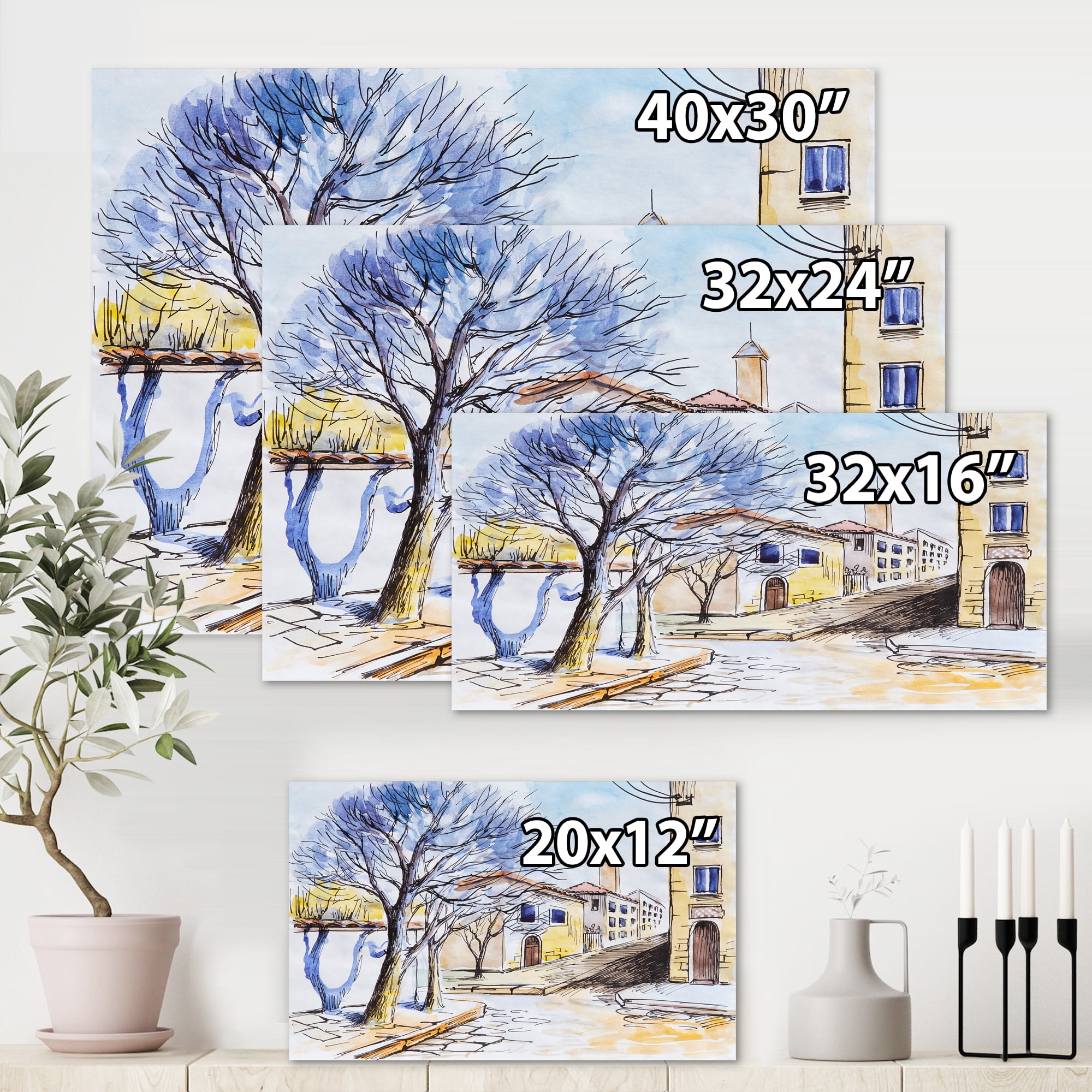 Designart ' Vintage White House In Summer VIllage ' Traditional Canvas Wall Art Print