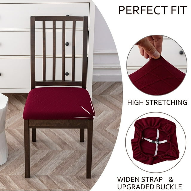 Dining Chair Seat Covers for Kitchen and Dining Rooms – Universal Fit Protective Polyester with Easy -On Design