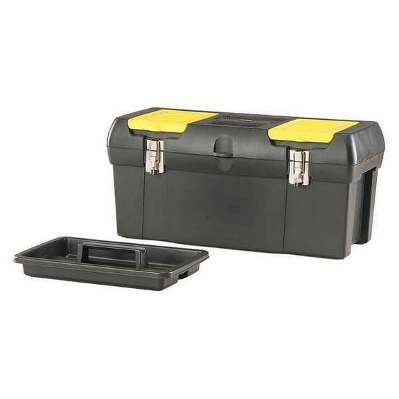 STANLEY 19"W Plastic, Black, Yellow Portable Tool Box 9.8"H x 19.2"L