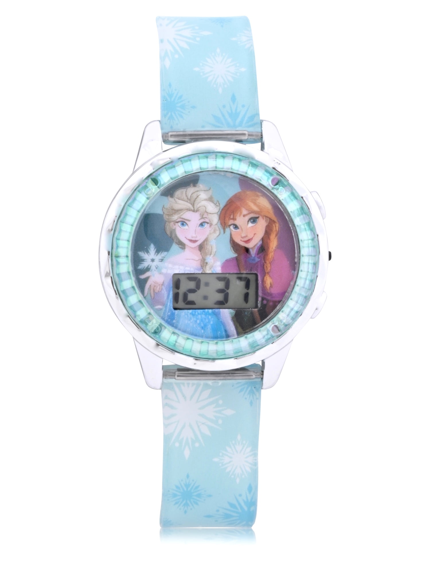 Disney Frozen Girl's Flashing LCD Blue Glitter Silicone Watch & Matching Bracelets 3 Piece Set