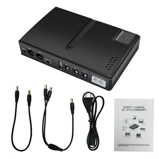 UPS Battery Backup, 15V 24V POE 5V 9V USB 12V 18W Output DC, Compact Uninterruptible Power Supply