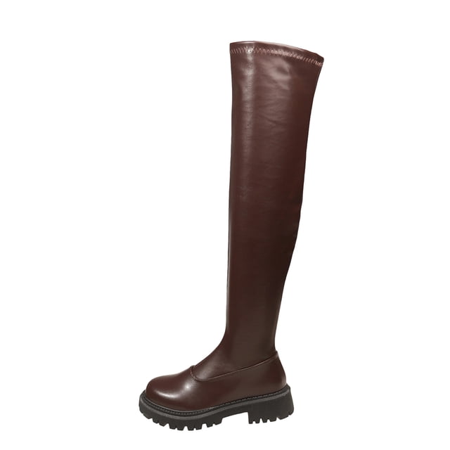COM1950s Bottes d'Hiver pour Femmes, Grande Taille Extensible au-Dessus du Genou, Style Automne & Hiver, Texture Confortable, Bout Rond Talon, Bottes d'Automne pour Femmes, Bottes pour Femmes avec Talon