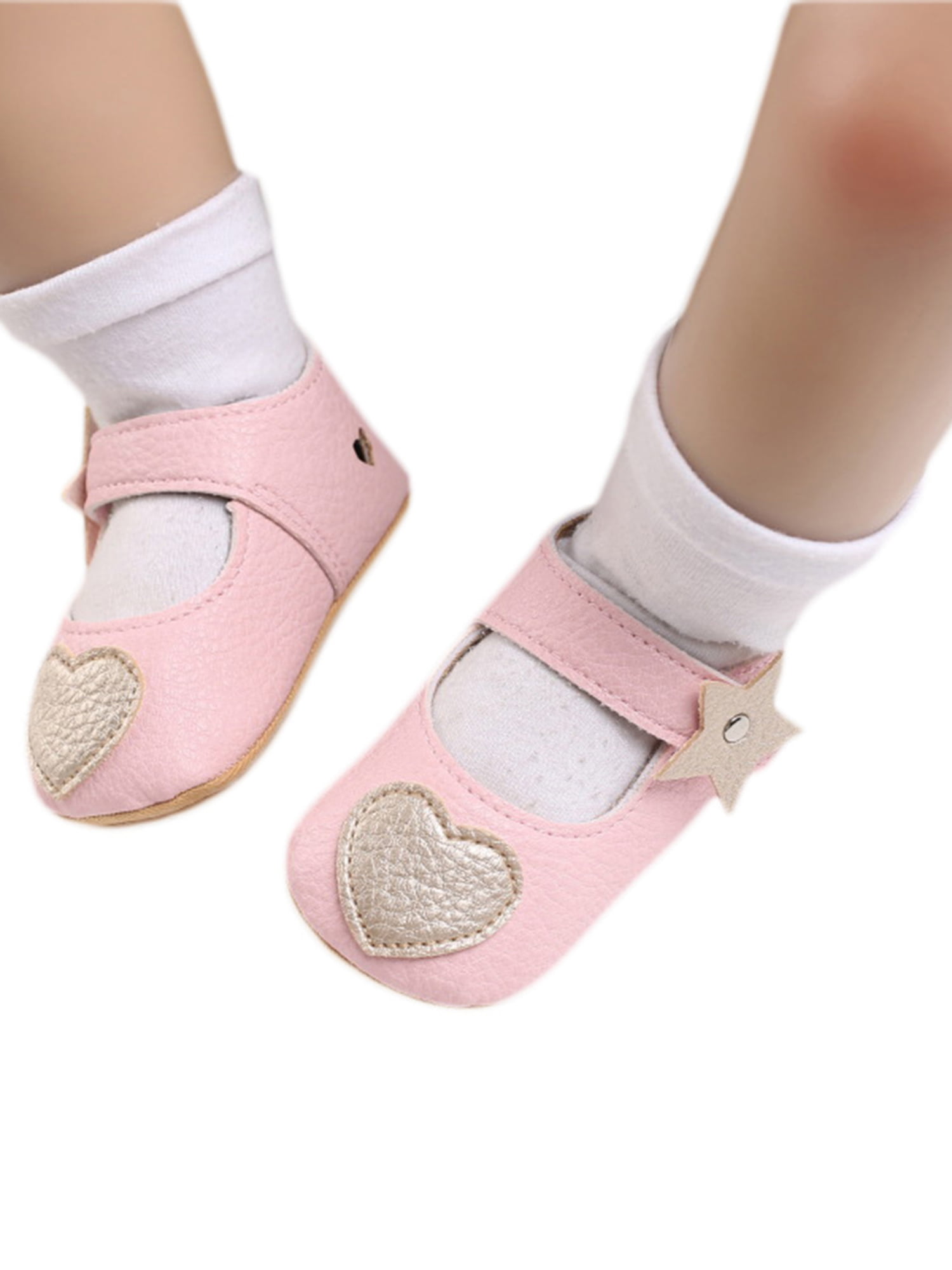 Newborn Baby Toddler Girls Crib Shoes Soft Sole Moccasins Heart Shaped Princess 