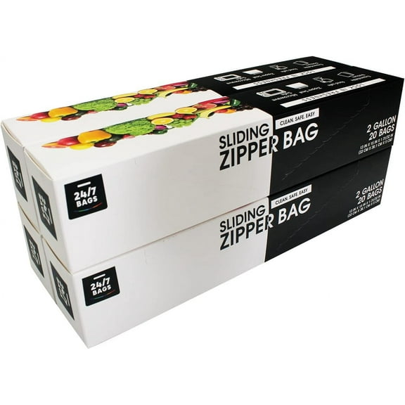 Jumbo 2 Gallon Slider Food Storage Bags, 80 Count, with Expandable Bottom, (4 Packs of 20)